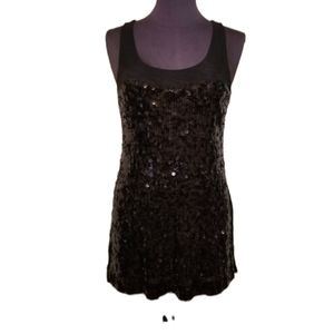 Express Womens Black Sequin Tunic Mini Dress Size Small